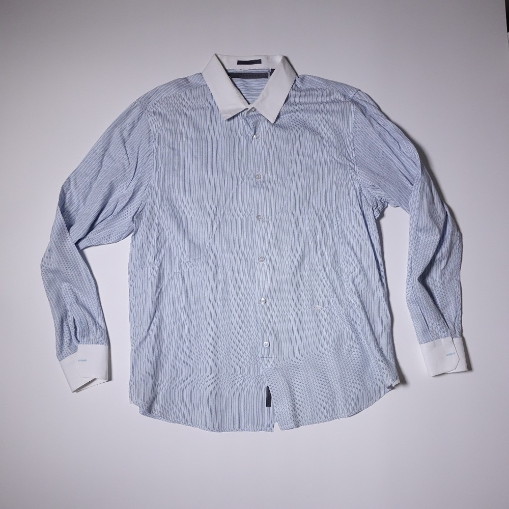 Sean John Dress Shirt XXL Blue White Stripe